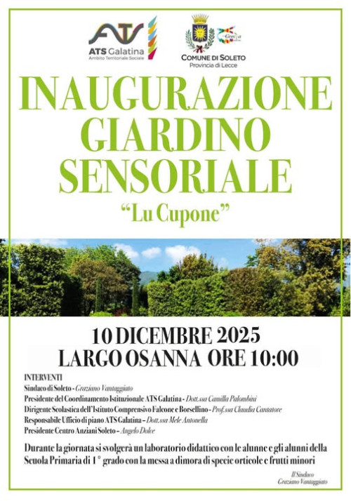 INAUGURAZIONE GIARDINO SENSORIALE “Lu Cupone”